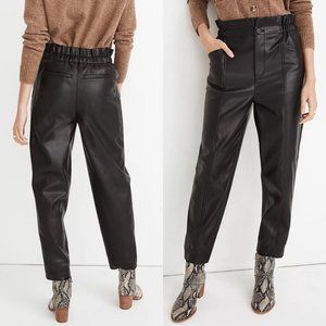 Madewell Black Vegan Leather Pull-On Paperbag Pants Size 8 Women’s